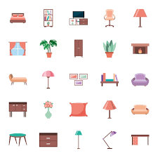 Vector Forniture House Elements Set Icons