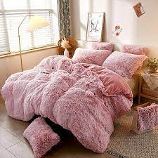 Soft Plush Duvet Cover Pillow Case Pink