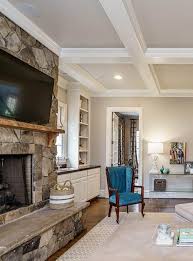 Living Room Coffered Ceiling White