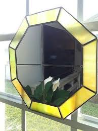 vintage lead stained glass octagon