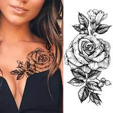 Acheter 1PC Pencil Sketch Rose Autocollant de tatouage temporaire pour  femmes Mode Body Art Bras Poitrine Tatoo Décalque Noir Faux Imperméable  Tatoo Autocollant | Joom