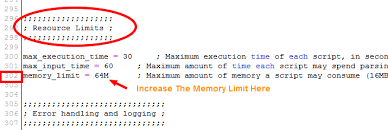increase php allowed memory limits