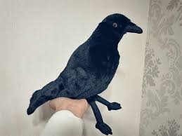 realistic black crow bird plush doll