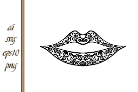 damask lips clipart stencil vector