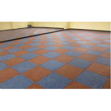 While rubber flooring is often associated with surfaces you'd find in a gym or hospital, this material rubber flooring can be made from either natural tree rubber or from synthetic materials, which are. Blue And Brown Flooring Rubber Tiles Thickness 1 5 Mm Size In Cm 60 60 Rs 54 Square Feet Id 16554490497