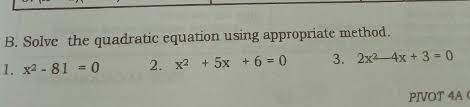Solve The Quadratic Equations Using