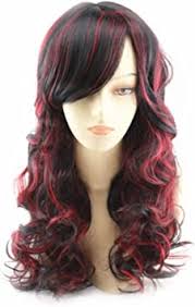 Highlights for black hair are easier to achieve than in most other base colors since black seems to work with all other shades, from subtle to vibrant. Hair Long Wigs Wavy Curly 26 Inches Glamorous Women Black Red Highlights Cosplay Wig Black Red Amazon Co Uk Diy Tools