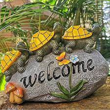 Solar Garden Statue Turtle Outdoor
