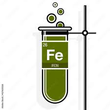 iron symbol on label in a green test