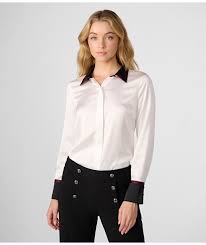 Karl Lagerfeld Paris Women's Colorblock Button Front Blouse