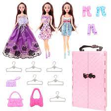 Thời Trang Handmade Trẻ Em Đồ Chơi Cho Bé Gái 17 Món/Nhiều = 1 Tủ Quần Áo  15 Phụ Kiện 1 Búp Bê Cho Búp Bê Barbie Đầm trò Chơi Sinh Nhật|Dolls  Accessories
