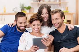 No need to register, buy now! Group Of Happy Friends Sharing A Tablet Stock Photo Affiliate Friends Happy Group Sharing Ad Happy Friends Photo Grouping Happy
