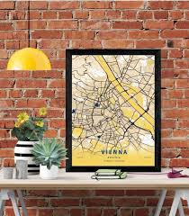 Vienna Austria Map Vienna Map Wall Art