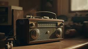 radio sits on a table in an old
