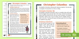 What was life like in america before christopher columbus discovered the new world? Christopher Columbus Explorer Differentiated Reading Comprehension Activity