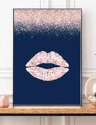 pink navy glitter lips prints crystal