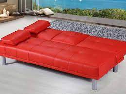 Red Faux Leather Sofa Bed