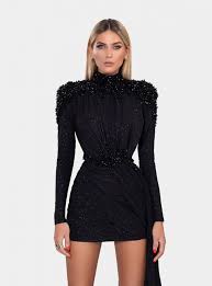 High neck black dress long. Albina Dyla Classy Black Dress Black Short Dress Dresses Short Dresses