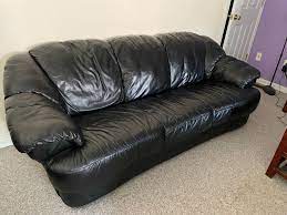used black leather couch sofa made