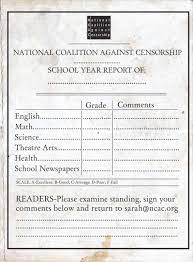 Report cards and transcripts can also be saved as pdfs and shared with parents and students in the plusportals. Report Card Student Press National Coalition Against Censorship