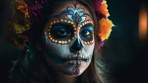 a with a sugar skull face paint