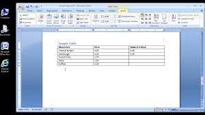 microsoft word 2007 inserting rows and