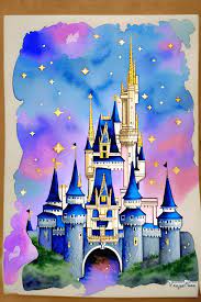 Fantasy Watercolor Disney Castle