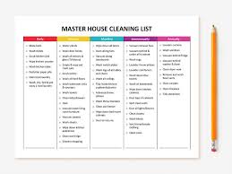 Printable Master House Cleaning List House Cleaning