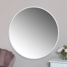 extra large round white wall mirror