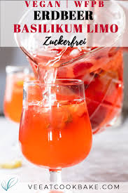 zuckerfreie erdbeer basili limonade