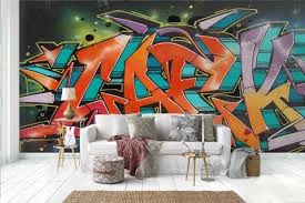 3d Abstract Colorful Graffiti Wall