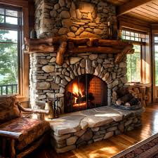 Stone Fireplace Cabin Images Browse 2