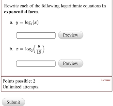In Exponential Form Y Log7 X
