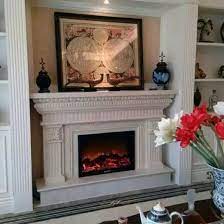 White Beige Marble Stone Fireplace
