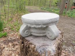 8 Across Cement Round Ornate Pedestal