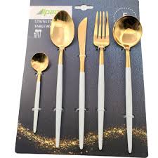 stainless steel cutlery set shiny gold