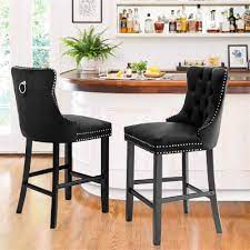 velvet bar stools set of 2 upholstered