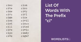 list of words with the prefix ci