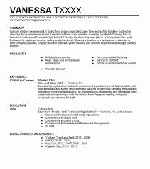 Student Chef Resume Example Afterschoolmatters Culinary Arts
