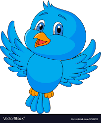 cute blue bird cartoon royalty free