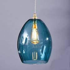 Teal Blue Glass Pendant Light