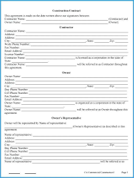 Free Construction Contract Forms Template