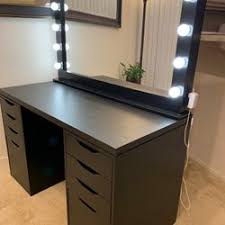 big vanity desk with 2 ikea alex drawer