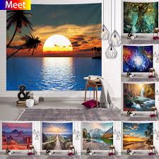 3d Landscape Painting Tapestry Sunset