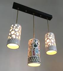 White Ceramic 3 Light Ceiling Lamp