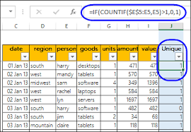 unique count in excel pivot table