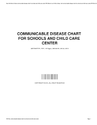 Communicable Disease Chart For Schools And Child Care Center