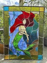 mermaid stained glass ocean panel