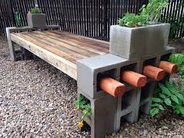 Diy Cinder Block Bench In The Garden
