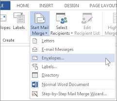 mail merge with envelopes microsoft